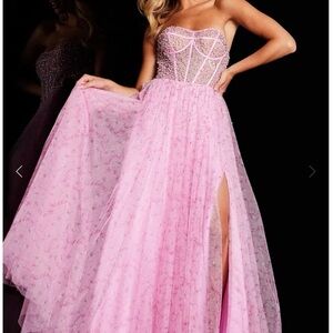 Jovani Elegant Pink Strapless Gown 2